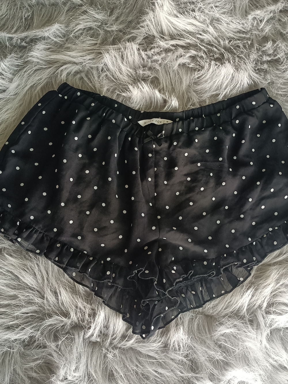 Black Polka Dot Ruffle Bloomer Sleep Shorts